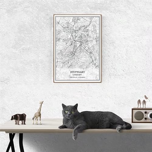 Miniatura 2 de TANOKCRS Stuttgart - Póster de arte de pared con mapa de Alemania sin marco, diseño moderno de mapas en blanco y negro, decoración del hogar, 16 x