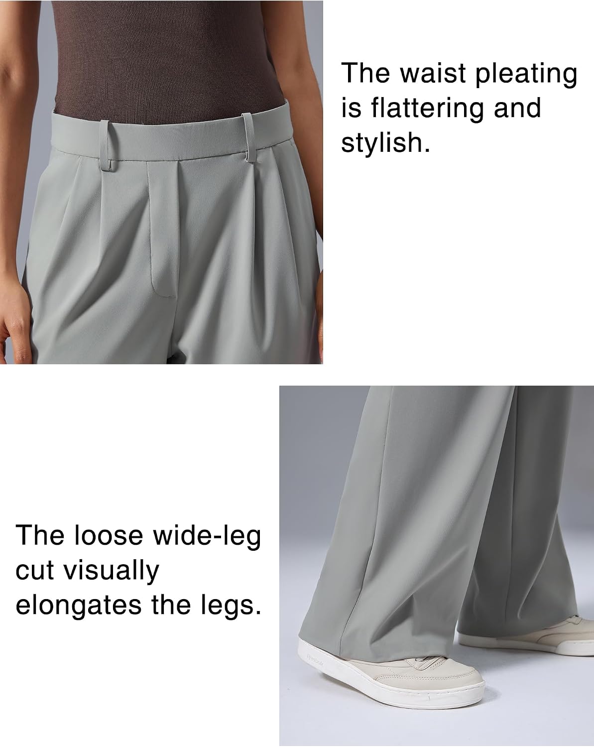 Yvette Dress Pants for Women Wide Leg Pleated Trousers High Waist Yoga Pants with Pockets