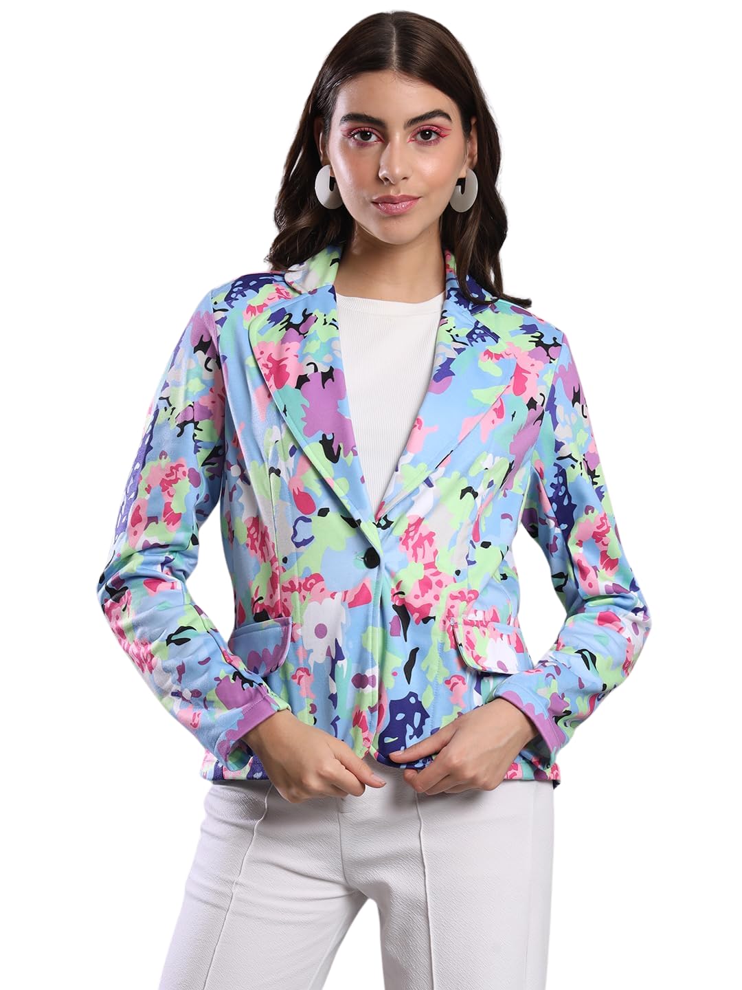 tandul Women's Women Coat - Multicolor Polyester Full Sleeve Women Coat Single Breasted Printed Women Coat (7285)-picture-31