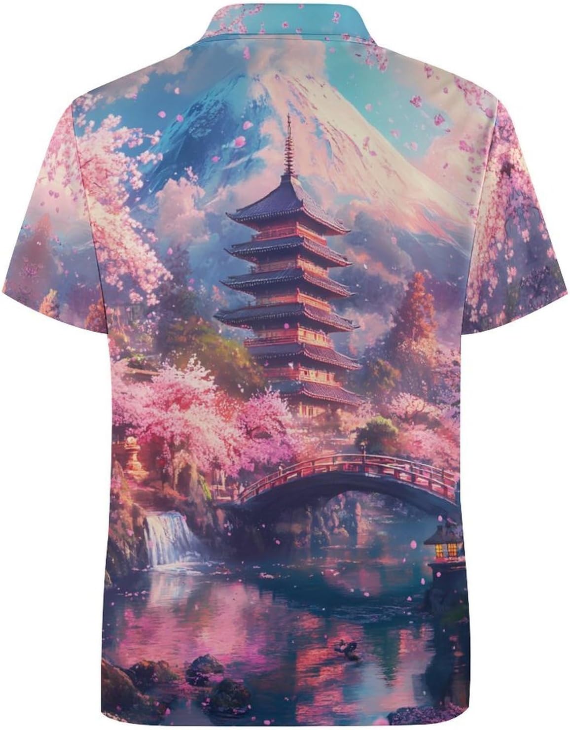Japanese Cherry1 Floral Mountain Women's Golf Polo Shirts Short Sleeve Quick Dry Tennis Tops Casual Work Blouses
