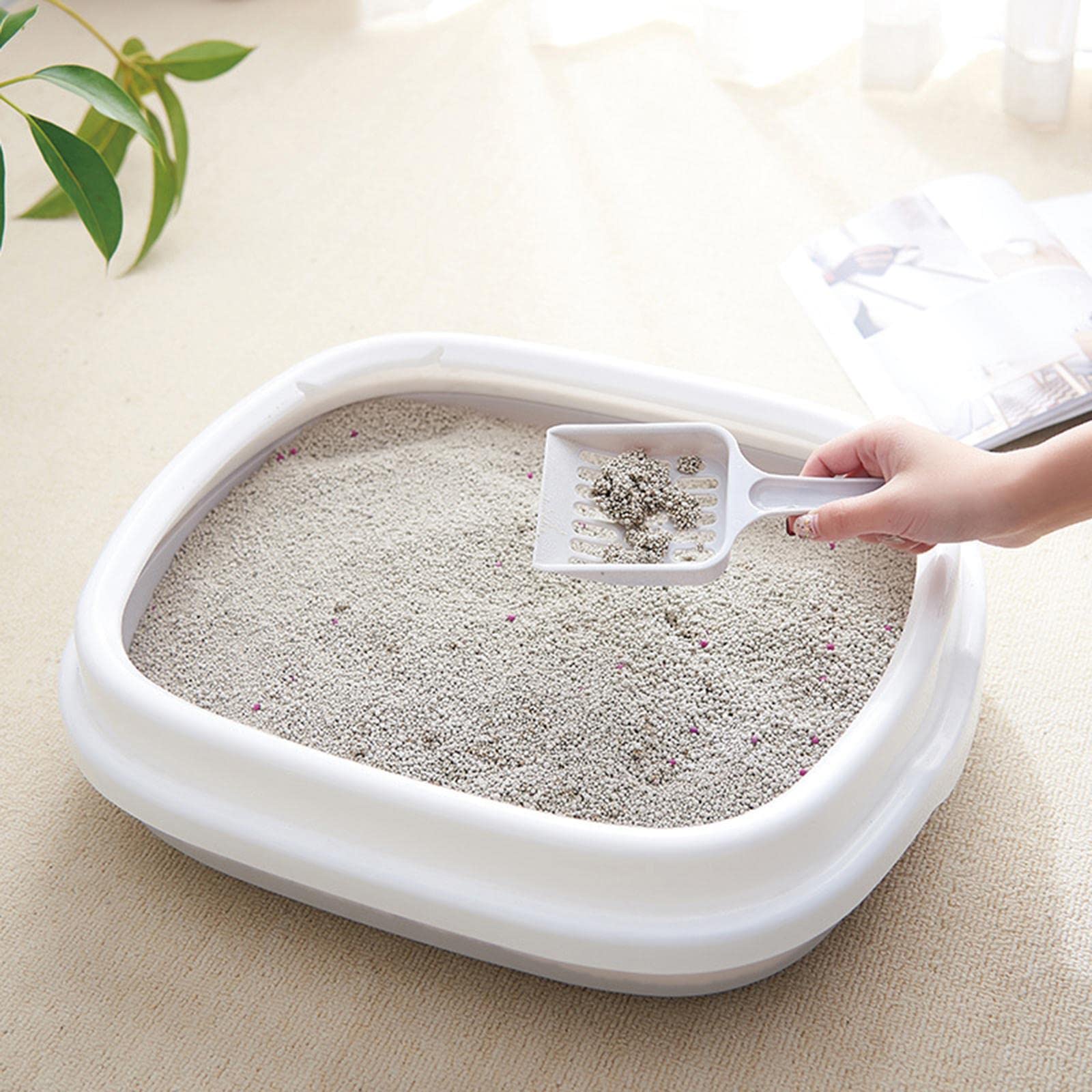 B Baosity Arenero para Gatos Bandeja de Arena Caja Sanitaria Inodoro para Gatitos con Marco Desmontable Que Reduce Salpicaduras Base Antideslizante Y Herramient