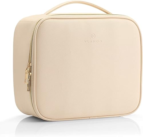 Vlando Neceser de aseo grande, bolsa de maquillaje cosmética de viaje, multicompartimento con divisores para cosméticos, brochas de maquillaje, Vlando Neceser de aseo grande, bolsa de maquillaje cosmética de viaje, multicompartimento con divisores para cosméticos, brochas de maquillaje,