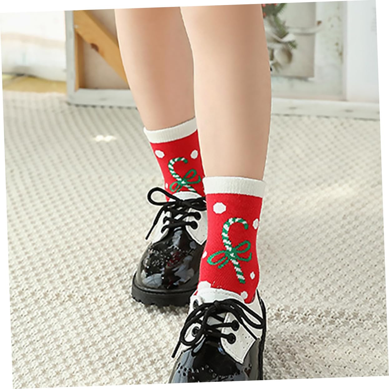 COLLBATH 5paia Calze di Natale per Ragazzo Ragazza Ragazza Calze Medie Cotone Design Cartoni Animati Caldo Comodo per Autunno Inverno