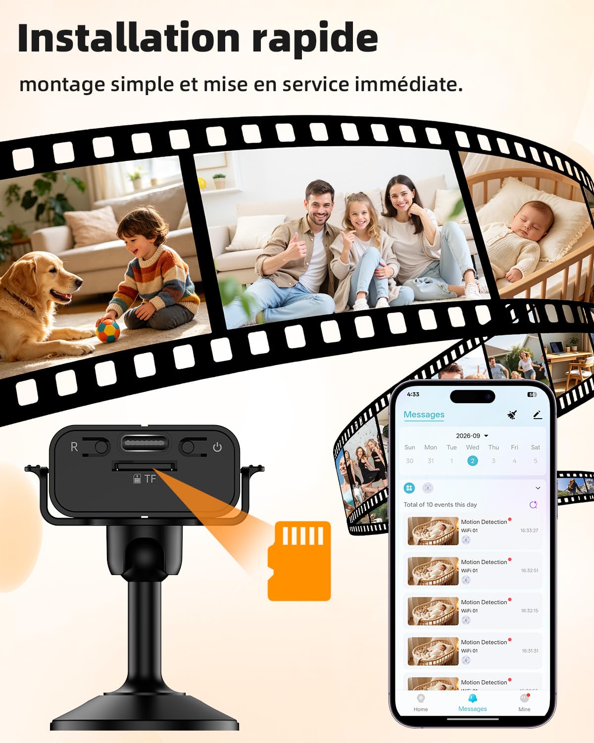 Mini Telecamera Wifi Interno, Telecamera Spia Videocamera