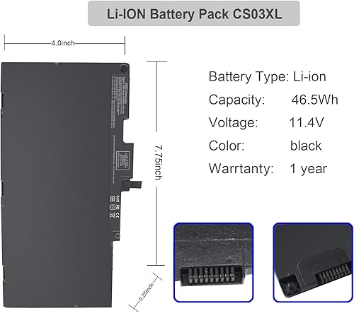 Miniatura 2 de ANGWEL Angwel CS03XL - Batería para HP EliteBook 848 G3 EliteBook 840 G3 EliteBook 840 G4 ZBook 15u G3 ZBook 15u G4 Series 11.4V 48WH