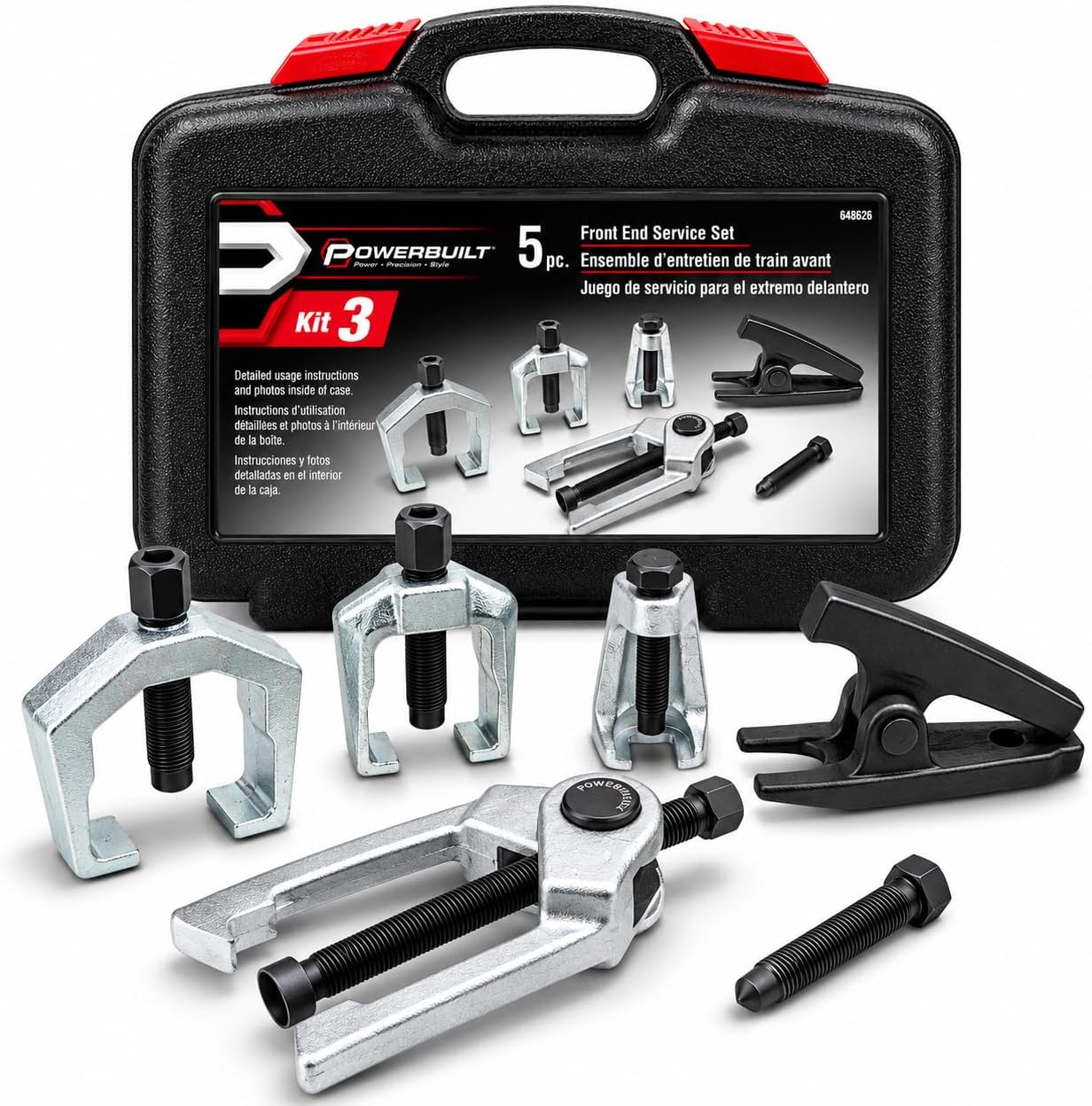 Powerbuilt 6 Pc Front End Service Kit, Ball Joint & Tie Rod Puller - 648626