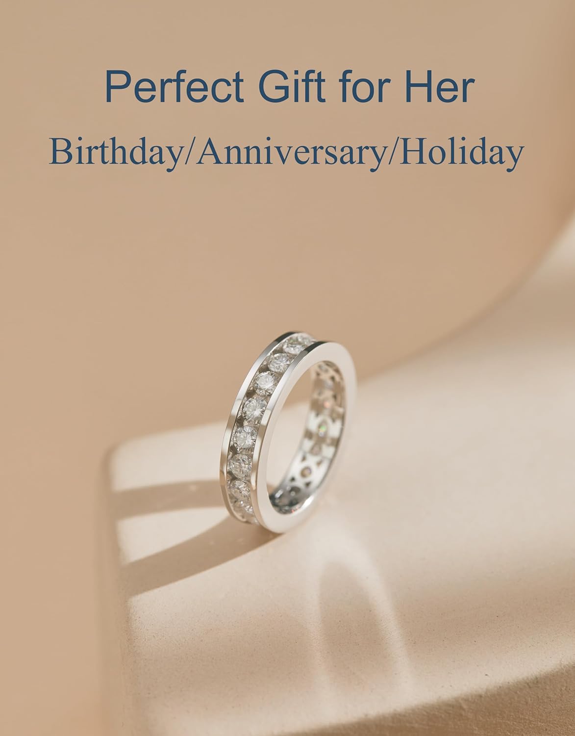 Moissanite Eternity Ring for Women 2cttw D Color 925 Sterling Silver Wedding Band Rings for Women - Image 4