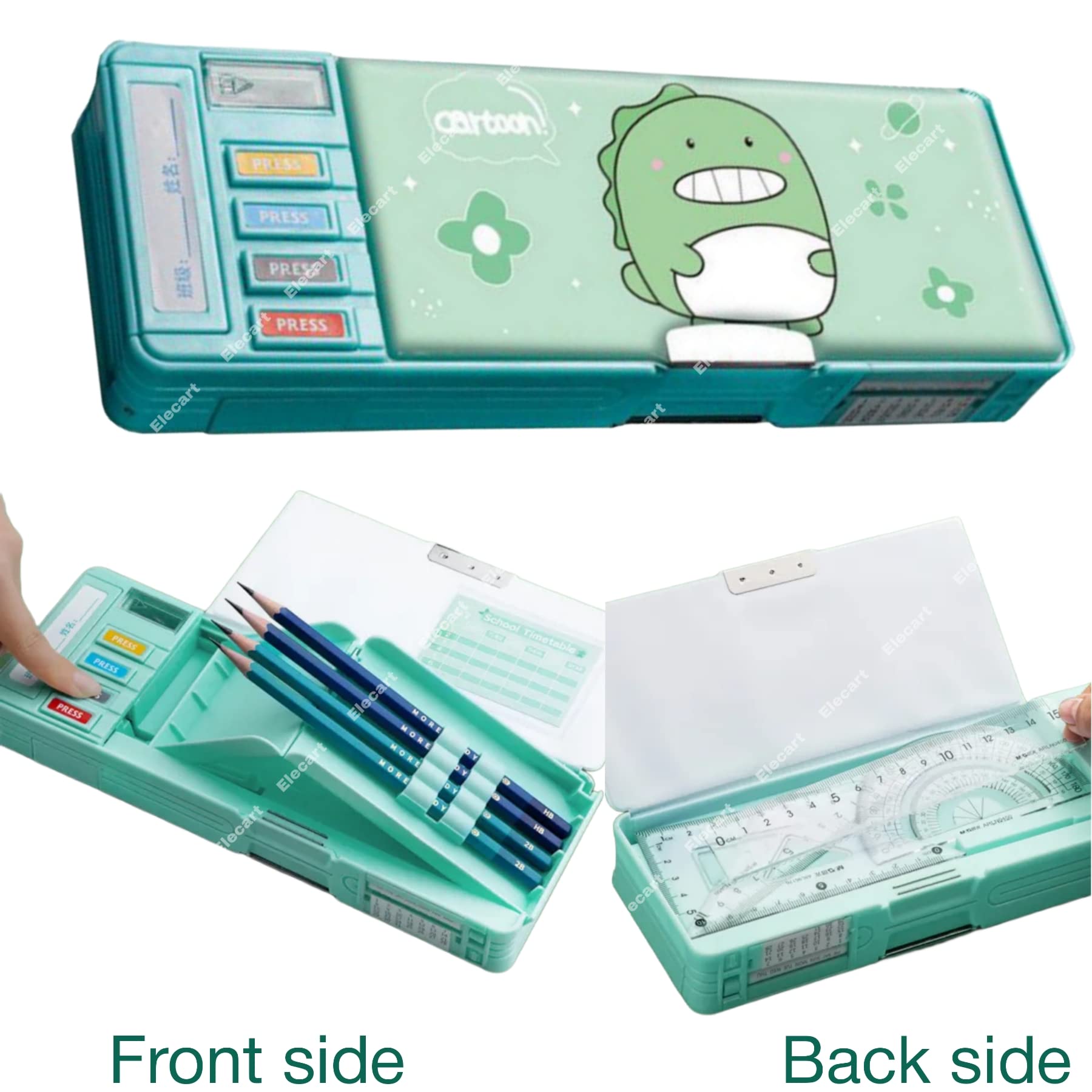 Elecart Multifunctional Magnetic Dinosaur Pencil Box for Boys, Pop Up Compass Box for Girls, Geometry case for Kids, Return Gifts & School Stationery Gift Box (Dinosaur) 3
