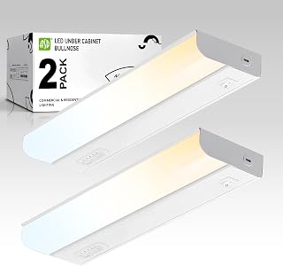 ASD LED Under Cabinet Lighting Hardwired, 12 Inch 5W 2700K-5000K Selectable, 442LM, CRI90+, Direct Wire Linkable Under Counter Lights for Kitchen, Dimmable Under Cabinet Lights, White, UL, 2 Pack