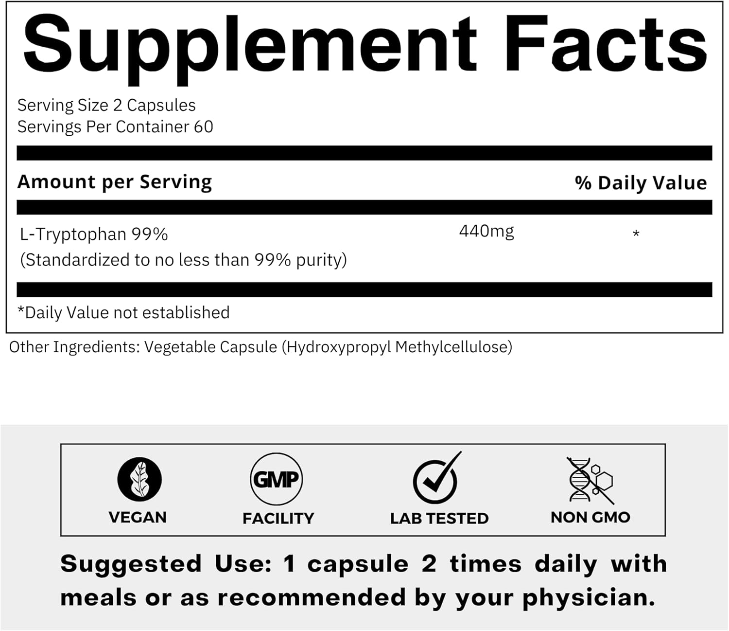 FOLIUS LABS Clean Label L Tryptophan Supplement 220mg – Essential Amino Acid – Supports Restful Sleep and Relaxation – 120 Capsules