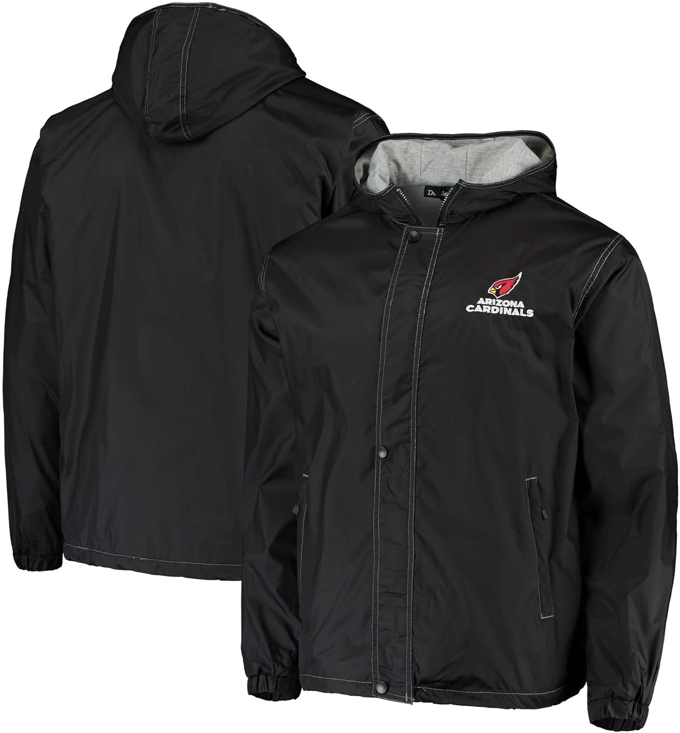 Dunbrooke Legacy Arizona Cardinals, Full‐Zip Jacket Men’s Hooded Midweight Wind & Water Resistant Outerwear, Black, 5XL
