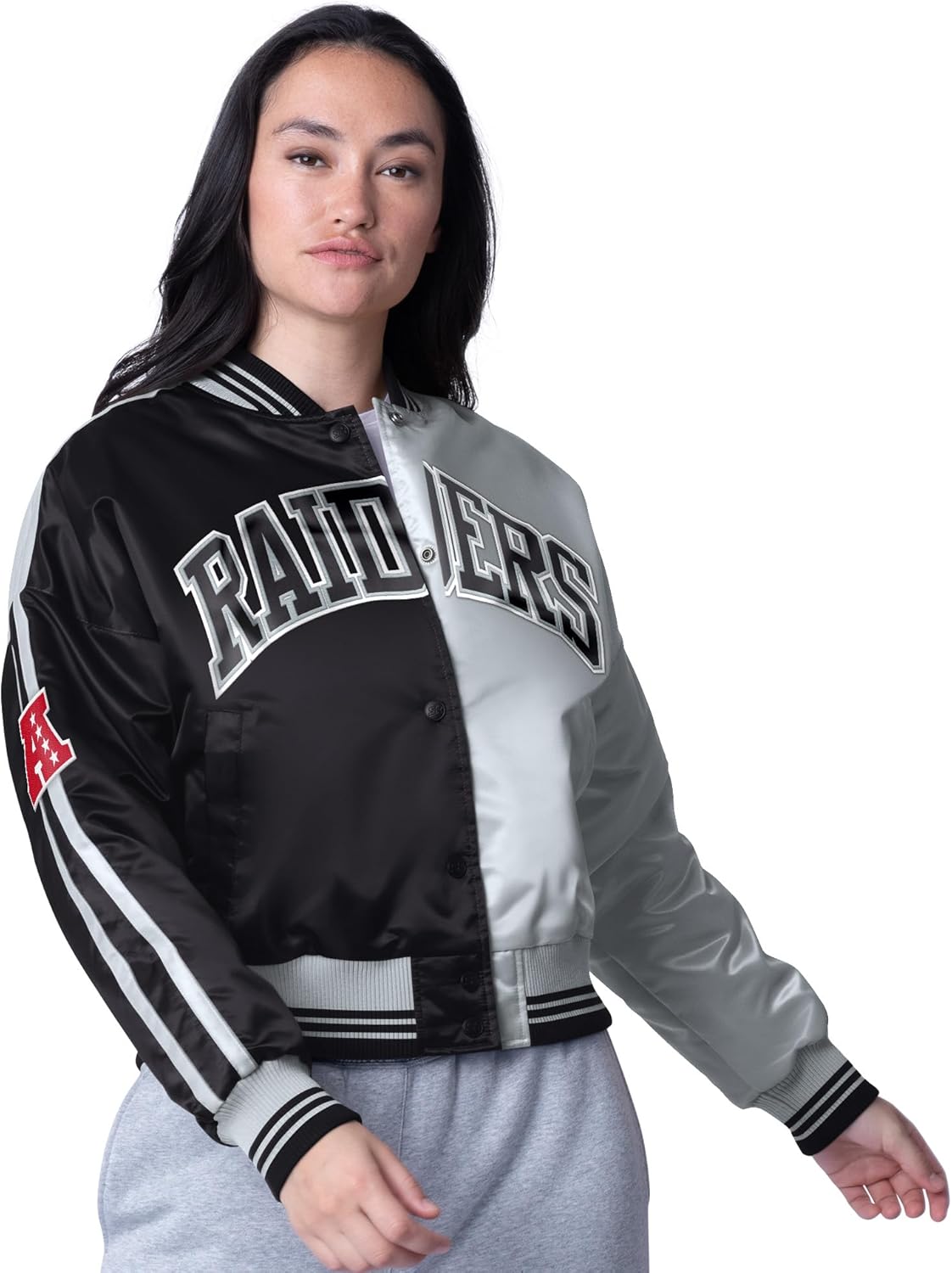 Starter Women's NFL Zone Blitz Cropped Full-Snap Satin Jacket