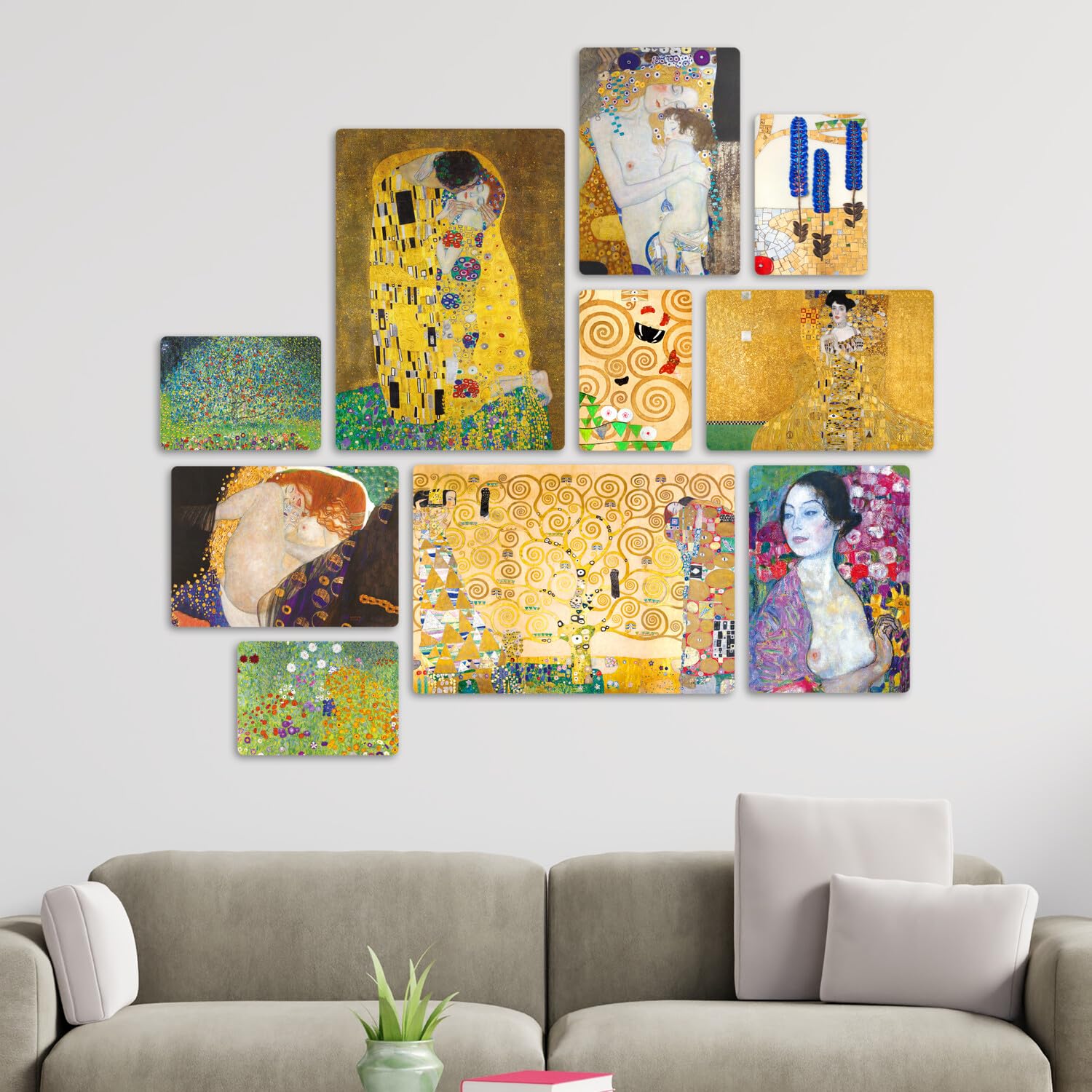 Giallobus Satz von 10 mehrteiligen Gemälden Gustav Klimt MDF-Holz 42x29,7cm 29,7x21cm 21x14,85cm