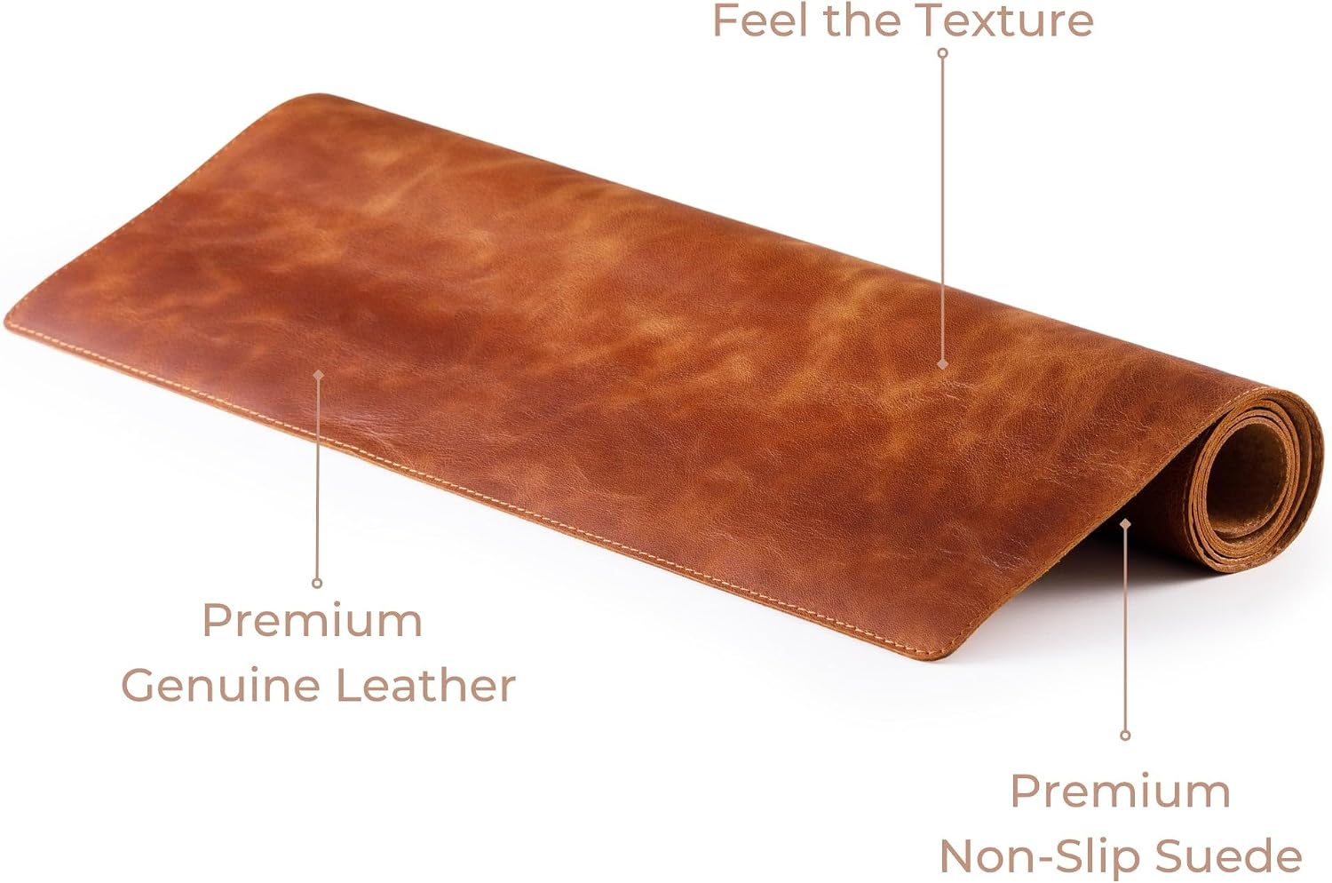 Leather Desk Mat - Executive Real Leather Desk Pad - Genuine Leather Office Desktop mat - Wide (15 3/4"" X 38"") | Non-Slip Leather Desk Blotter, Medium Plus, Cloudy Brown