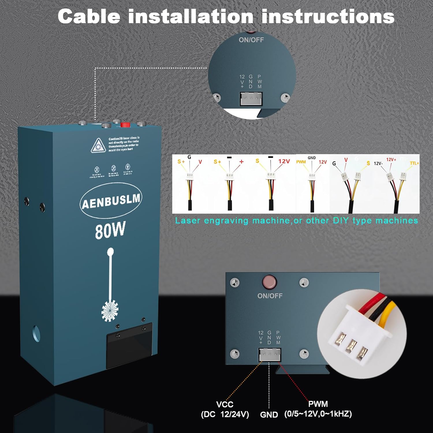 80W Laser Module Built-in Air Assist, 10W Output Power, Fixed-Focus, Built in FAC,Double Ultra-Fine Compressed Spot CNC Carving DIY Laser Masterfor Laser Cutter & Laser Engraver Machine 12V - Class 4