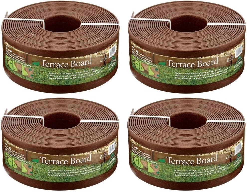 Master Mark Plastics 95340 Terrace Board Landscape Edging Coil, 5-inch x 40-Foot, Brown (Pack of 4)