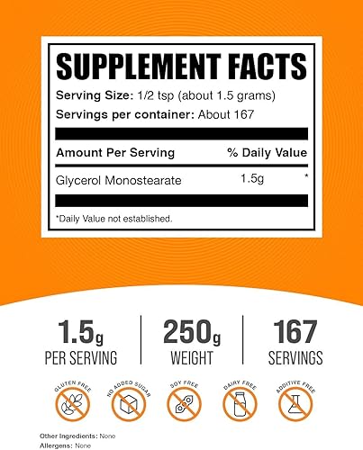 Miniatura 2 de BulkSupplements. com Polvo de monoestearato de glicerol - Suplemento preentrenamiento de bomba - Glicerina de grado alimenticio - Polvo de