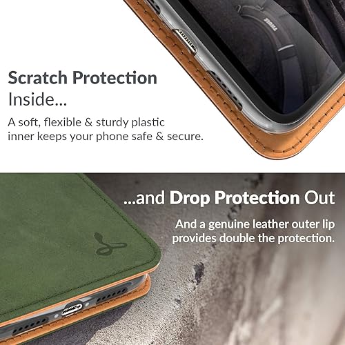 Miniatura 4 de Snakehive Funda vintage para iPhone 11 Pro Max  Funda de piel auténtica para teléfono  Cuero real con soporte de visualización y 3 tarjeteros  Funda