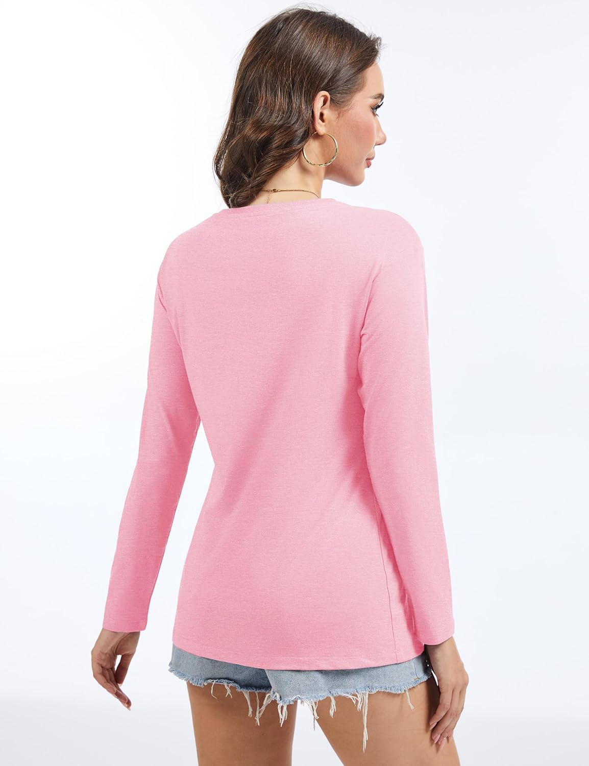 YUCOLEN Long Sleeve Shirts for Women Crewneck Drop Shoulder Basic Plain Spring 2026 Shirt - Image 3