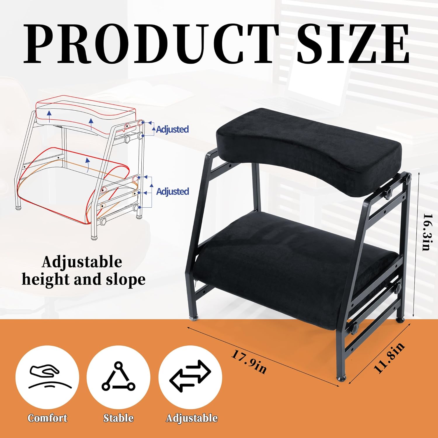 BALAPET Adjustable Double Step Footrest, High-Density Foam with Sturdy Iron Frame Foot Rest Under Desk for Office, Ergonomic Footrest with Washable Cover for Desk Work Office Life, Home