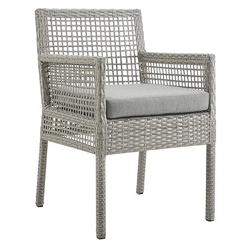 Modway Aura Wicker Rattan Outdoor Patio Dining Arm Chair with