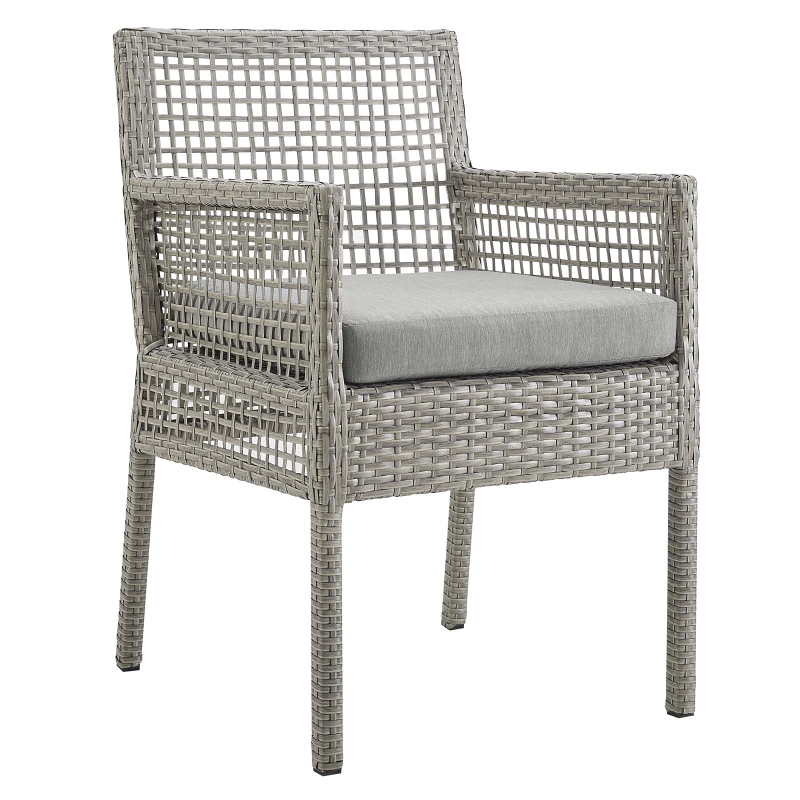 Modway Aura Wicker Rattan Outdoor Patio Dining Arm Chair with Cushion in Gray Gray ( Incomplete, missing hardware)