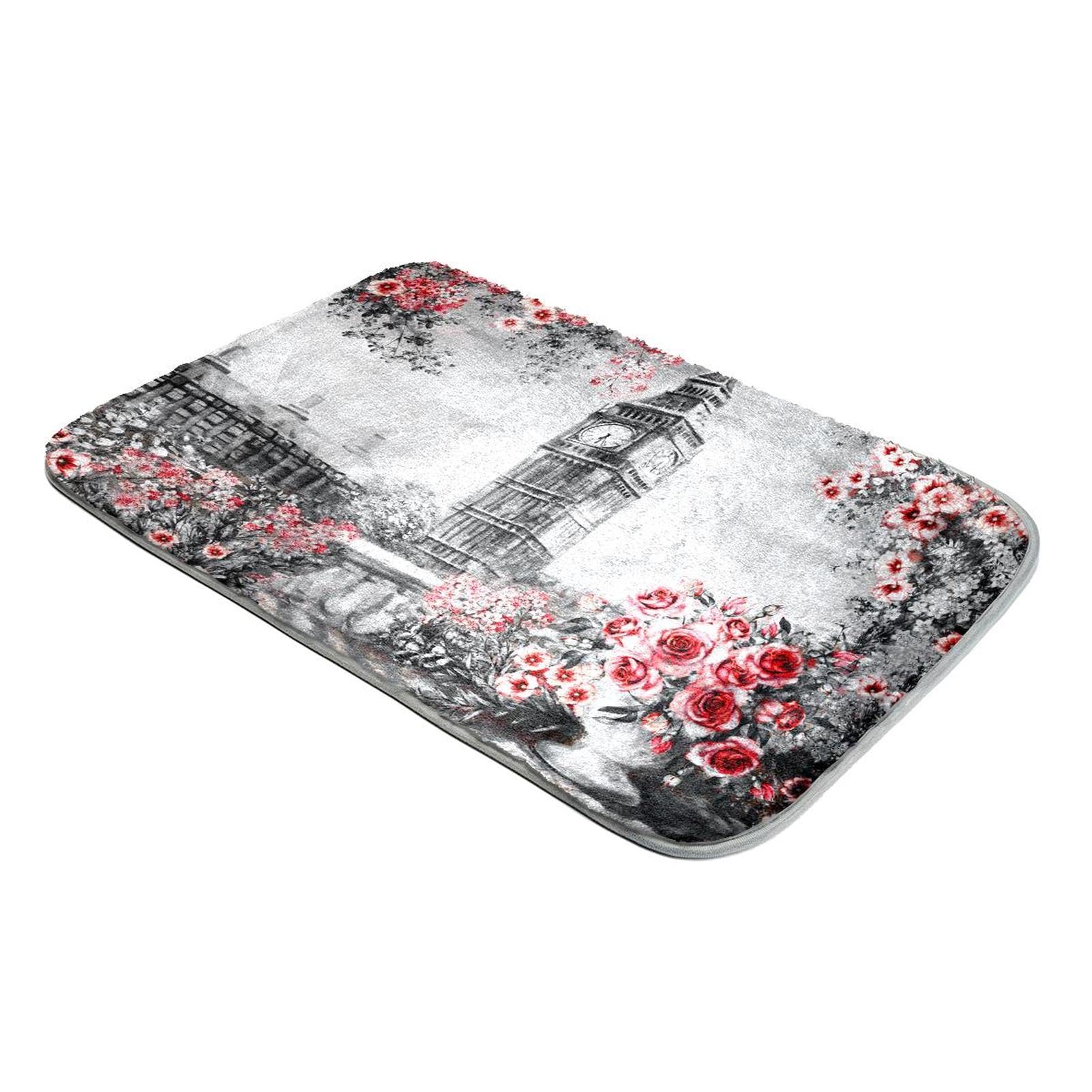 Tapis fausse fourrure Tour Eiffel rose pour chambre romantique et salon