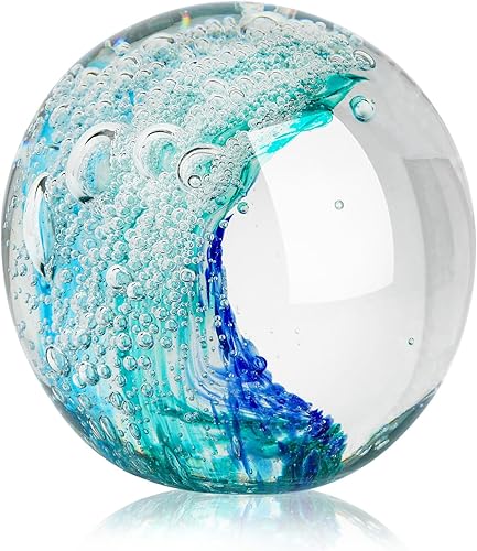 Miniatura 9 de Bola de cristal soplada a mano, decoración de coral rosa pisapapeles, decoración del hogar coleccionable, decoración de acuario, decoración