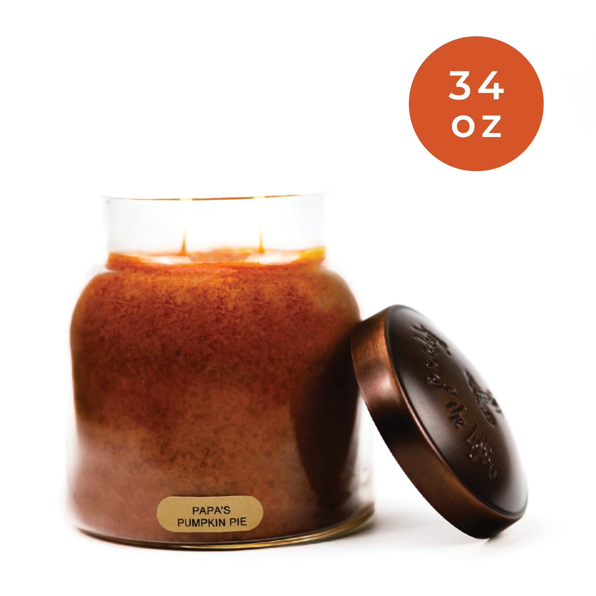 A Cheerful Giver — Papa's Pumpkin Pie - 34oz Papa Scented Candle Jar with Lid - Keepers of the Light - 155 Hours of Burn Time, Gift for Women, Brown