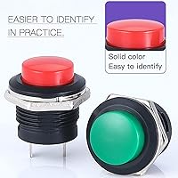 Vista 5 de Interruptor de encendido y apagado momentáneo de 0.630 in, surtido rojo, verde, amarillo, azul, blanco, negro, 3A, 250 V, CA, 2 pines, mini