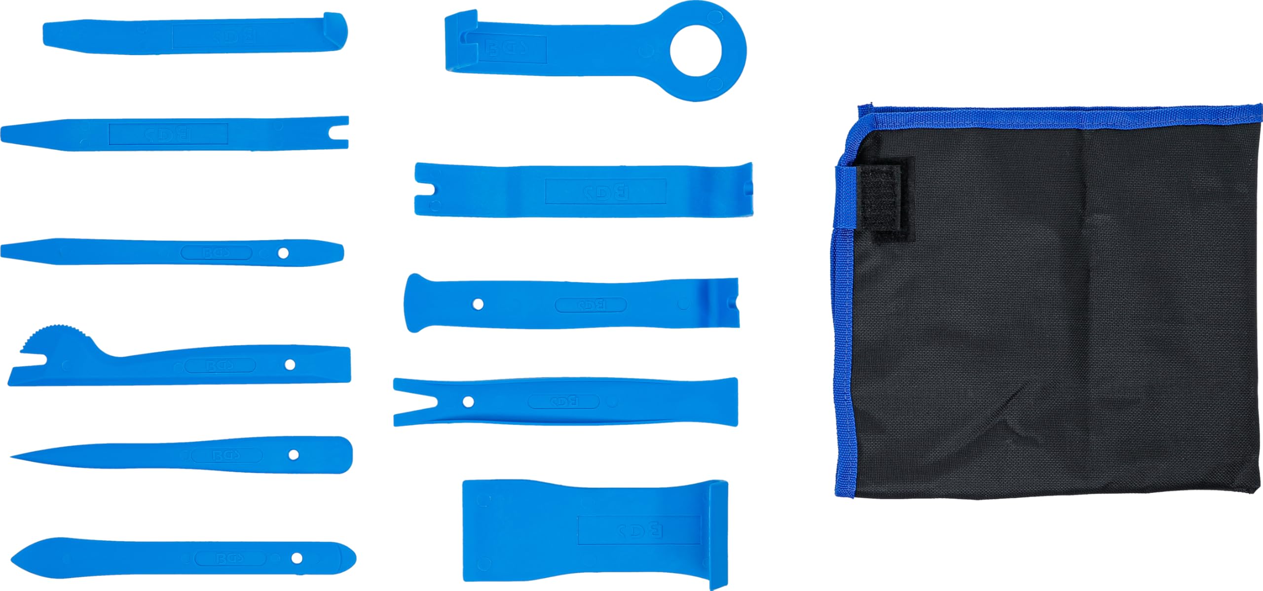 BGS 1327 | Kit d’Outils pour Habillage intérieur | 11 pièces | Plastique renforcé de fibre de verre - Pour pièces de carénage, clips en plastique, verres de rétroviseur - Sac en plastique
