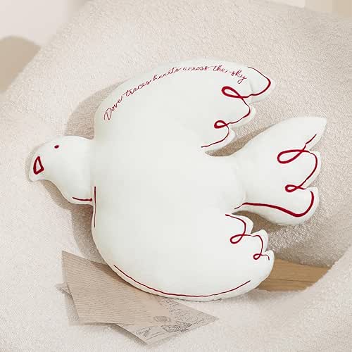 Ashler Valentine's Day Dove Pillow, 19x16 Inch Velvet Embroidered Dove