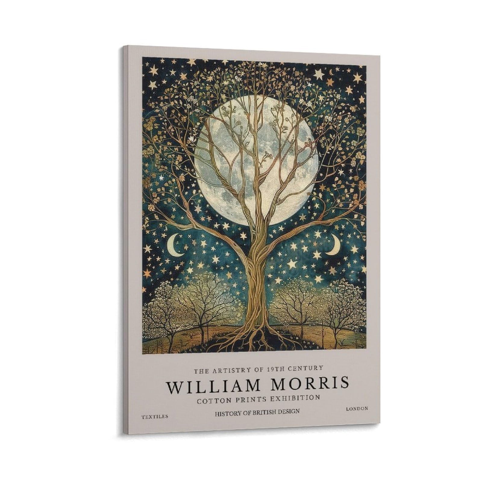William Morris Star Moon Tree Floral Plant Poster Wall Decor For Bedroom Canvas Painting Bathroom Art Wall Decor 24x36inch(60x90cm)