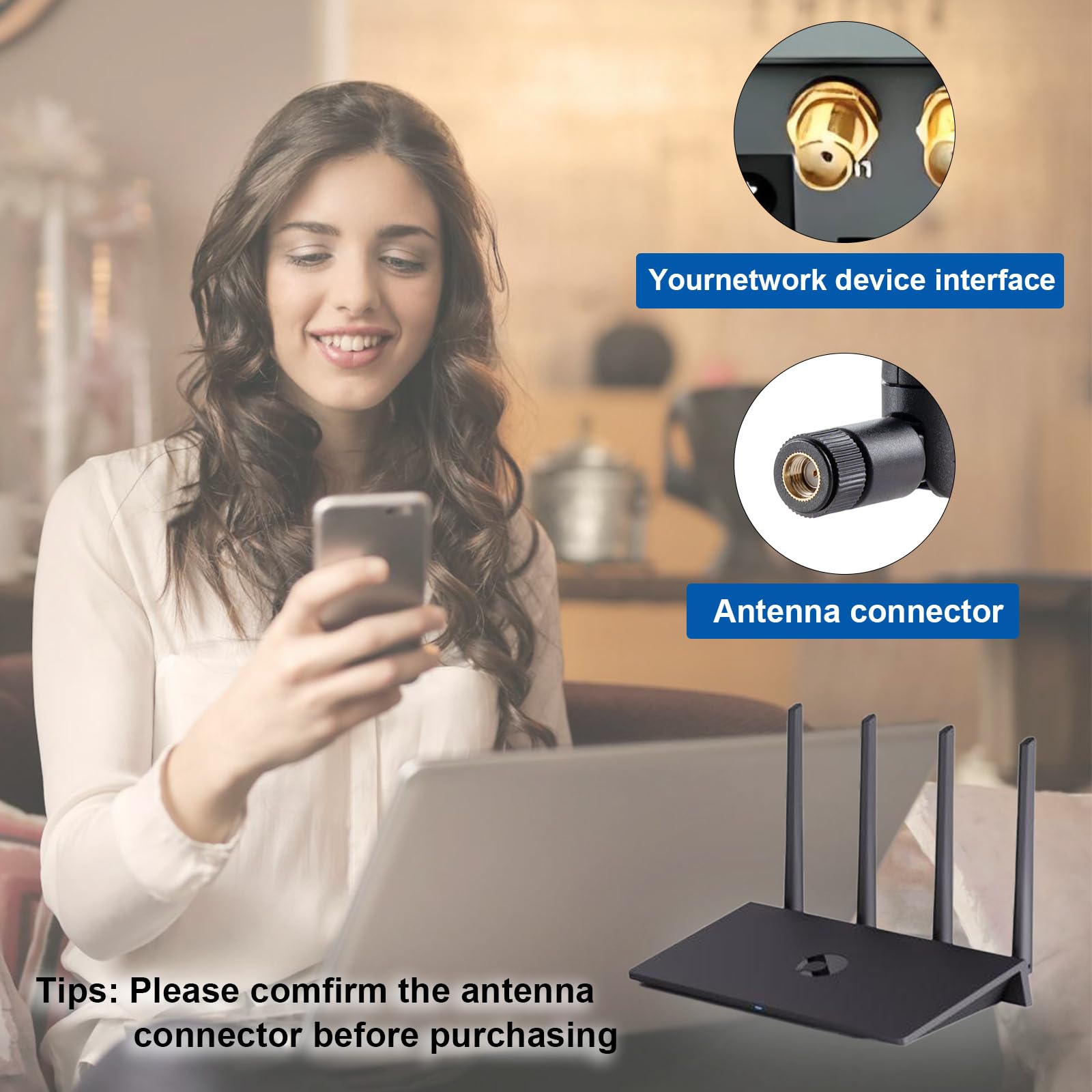 Lot de 2 antennes omnidirectionnelles WiFi 6 6E tri-bande 2,4 GHz/5 GHz/6E pour PC, ordinateur de bureau, carte mère, routeur WiFi