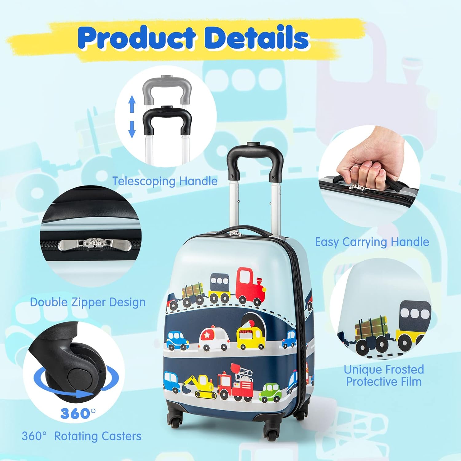 review BABY JOY 2 Pcs Kids Luggage Set, 16