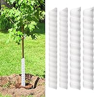Aukney Spiral Tree Trunk Protectors 4/6/8 Pack - Plastic Guards for Saplings, Deer Rabbit Rodent Proof, UV Resistant White Wraps 2 Sizes