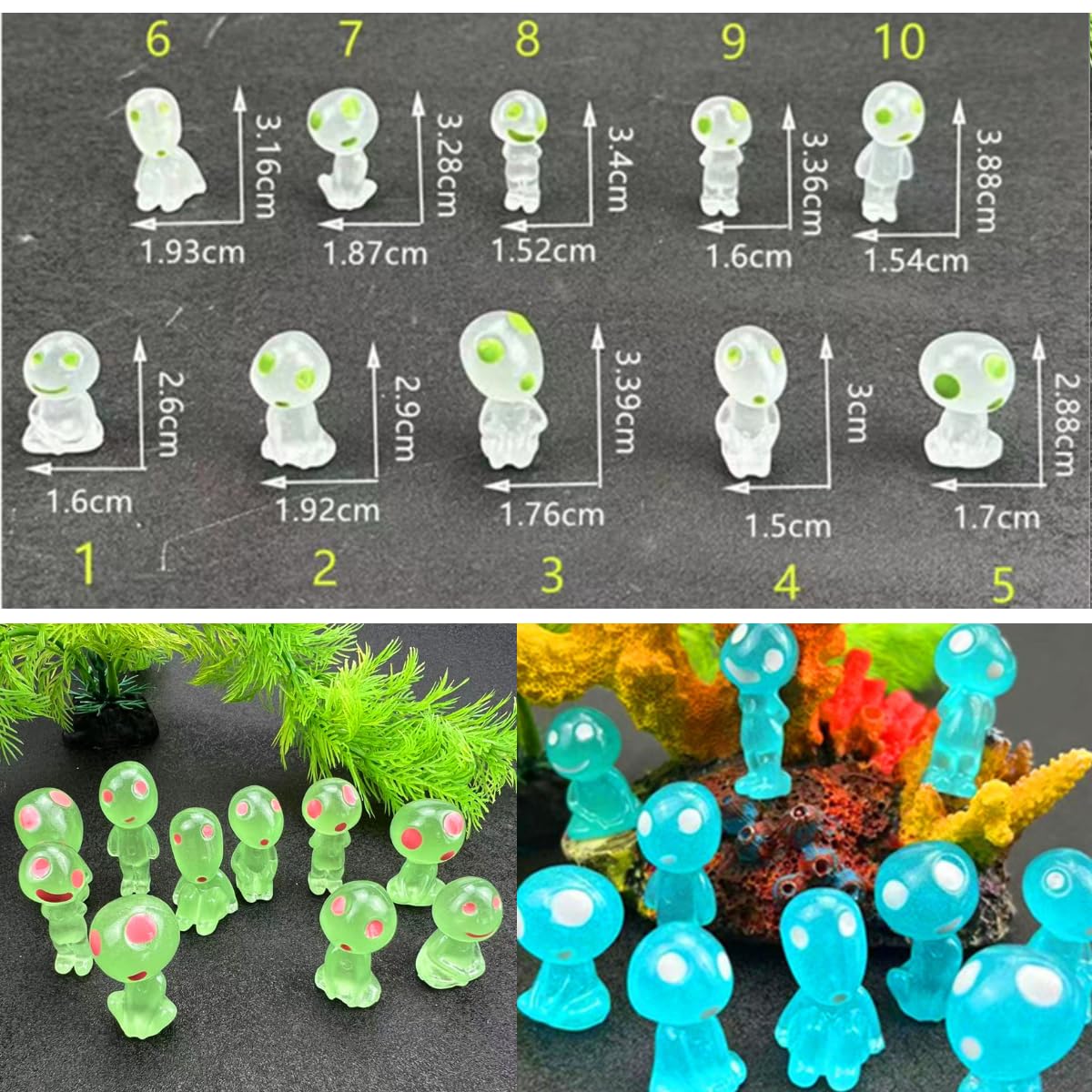 KARLOR Pack of 20 Luminous Alien Figures - Glow Elves & Forest Spirits Funny Sculptures for Table Children's Room & Aquarium Decoration - Image 4