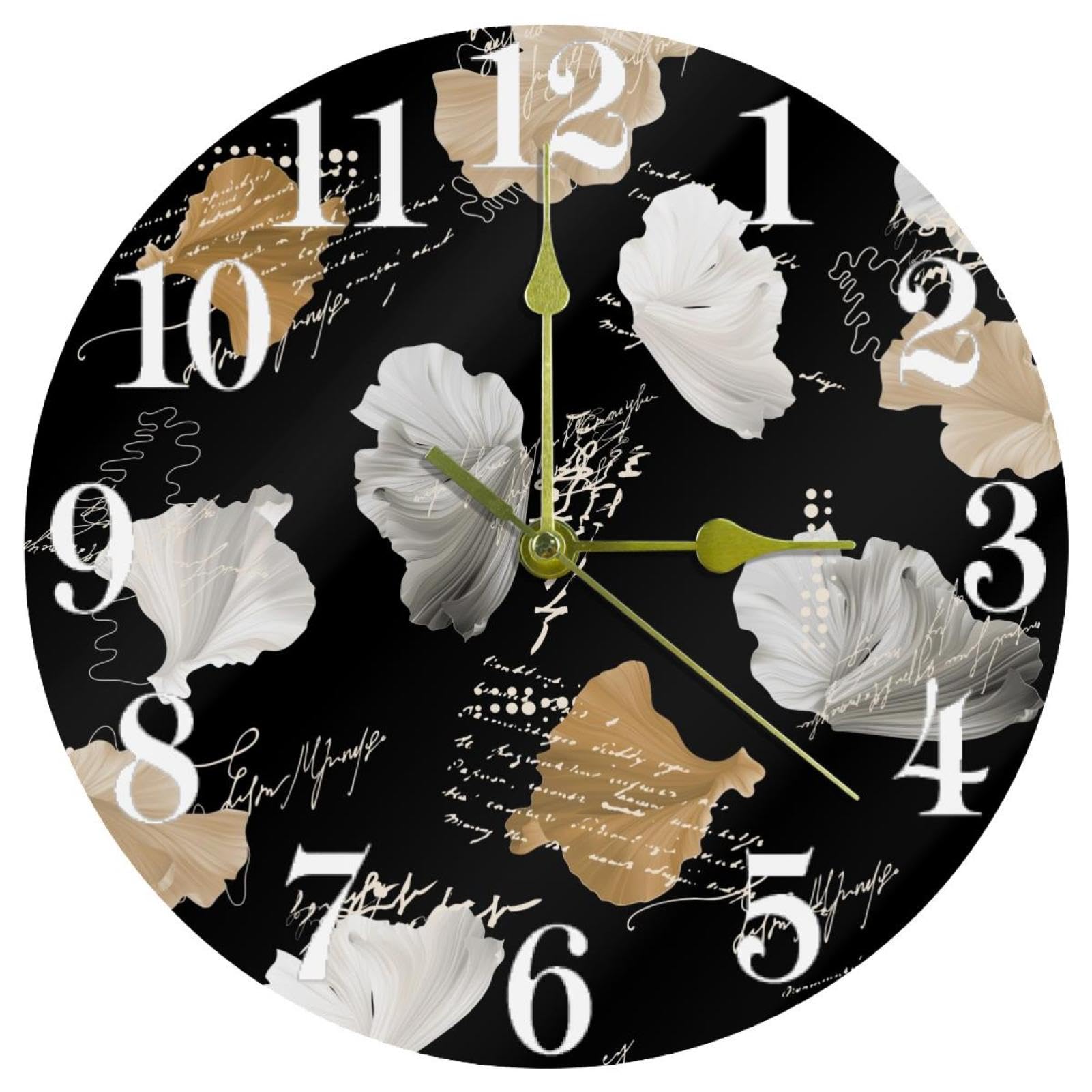 Horloge murale fleur abstraite silencieuse pour chambre et salle d'étude