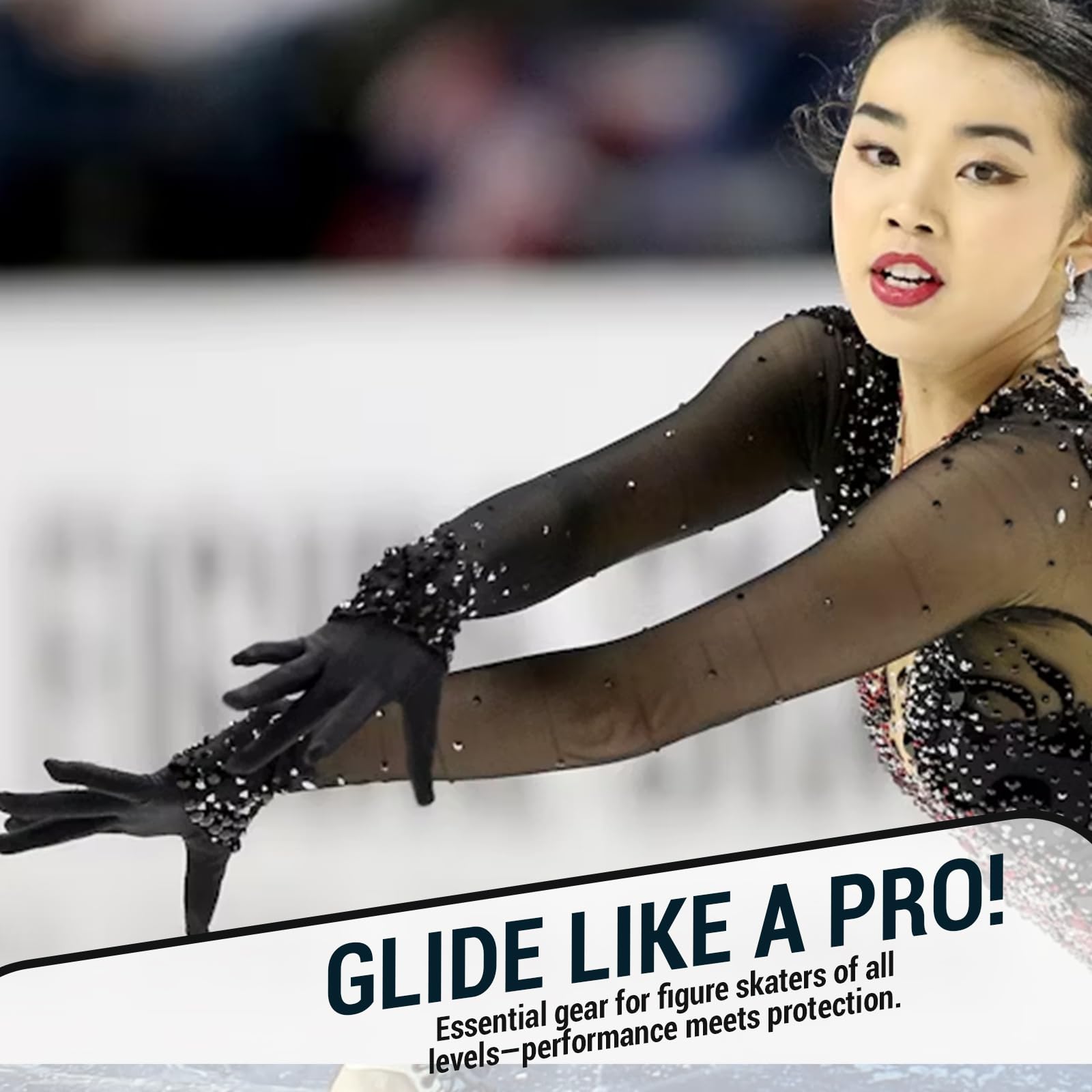 Kami-So Patinaje artístico sobre hielo guantes de competición y práctica con Gel Muñeca Protección - negro -