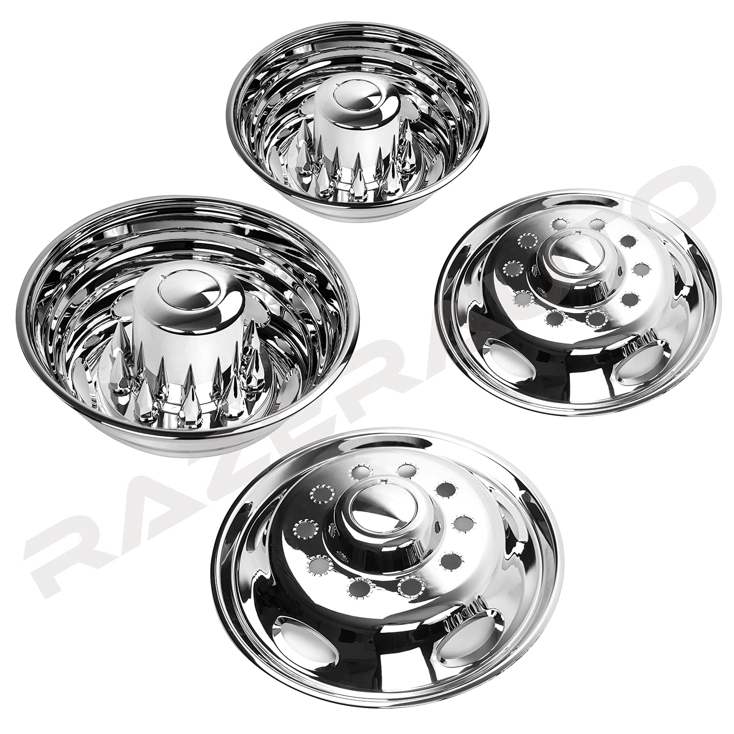 Razer Auto 19.5 Inch Chrome ABS Wheel Simulator Set Compatible with 2005 to 2011 Dodge Factory Dually