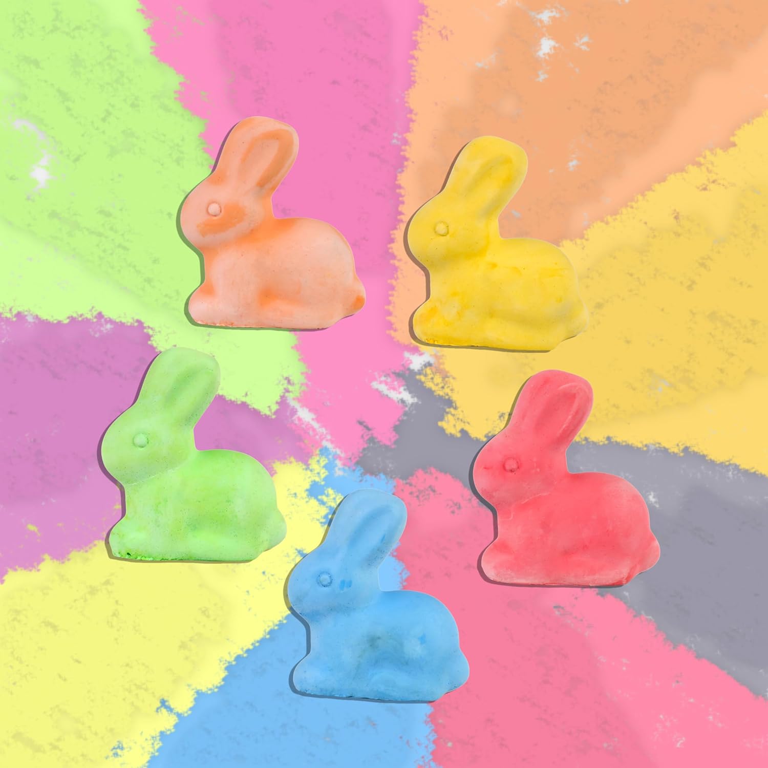 Kid Made Modern Sidewalk Chalk Set for Kids - Washable, Colored Bunny Chalk for Outdoor Play and Chalkboard Art - Ages 3+ (5 Pieces, Multicolor)