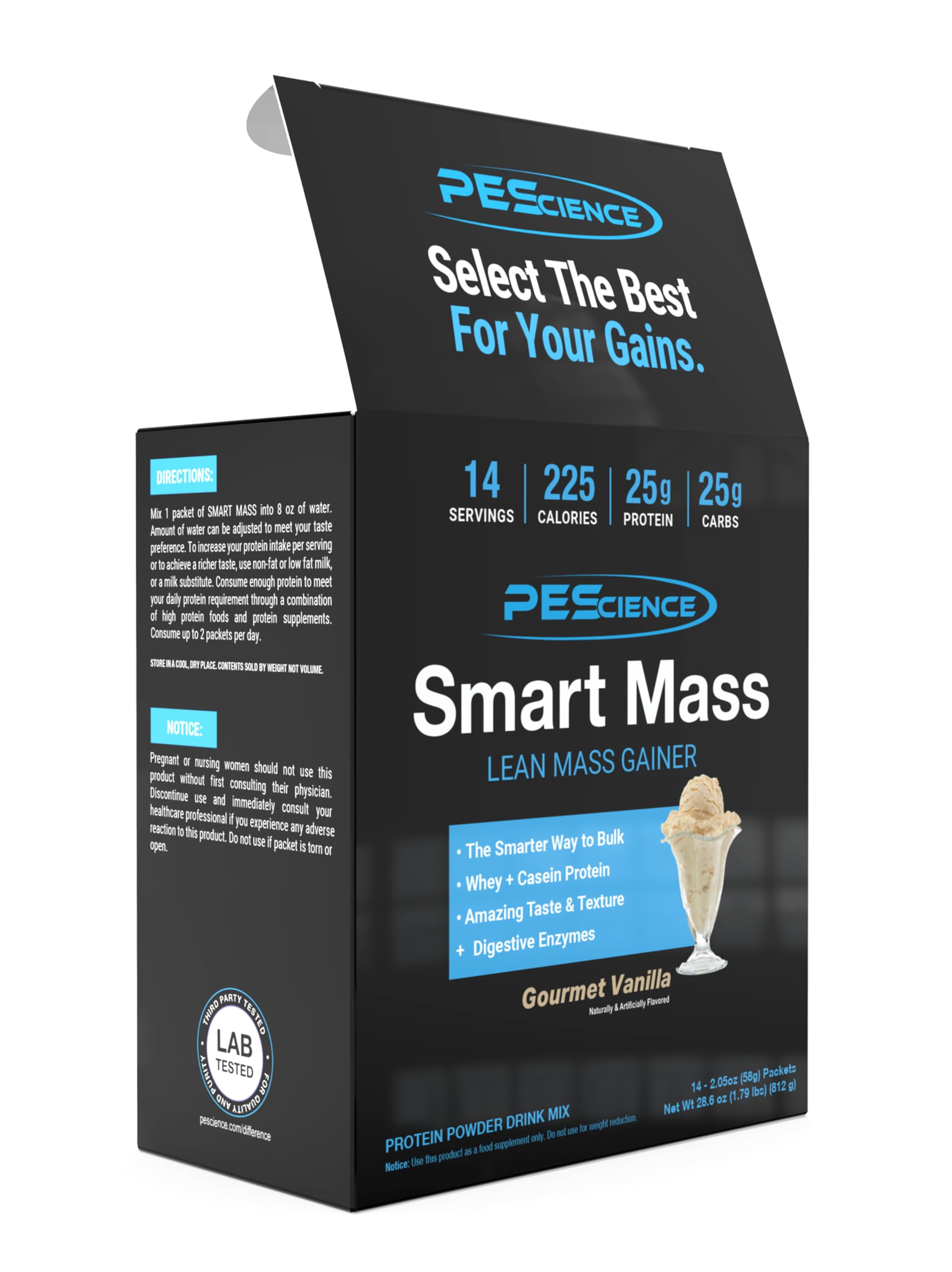 PEScience Smart Mass Gainer, Gourmet Vanilla, 14 Packets — Amazon image 7