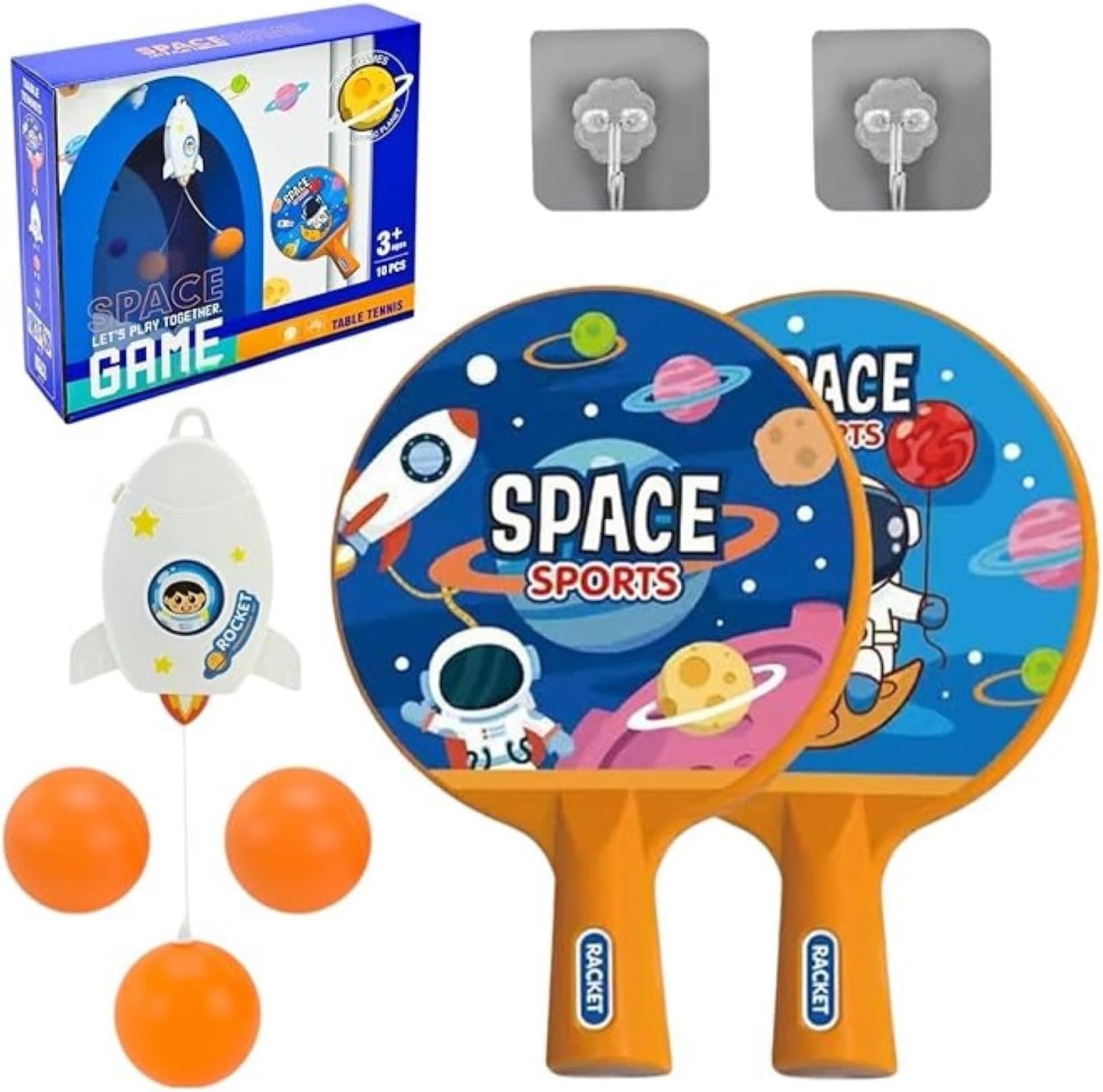 Braintastic Ping-Pong Table Tennis Trainer Set for Kids | Teenagers | Adults, 2 Balls & Racket | Indoor & Outdoor Game