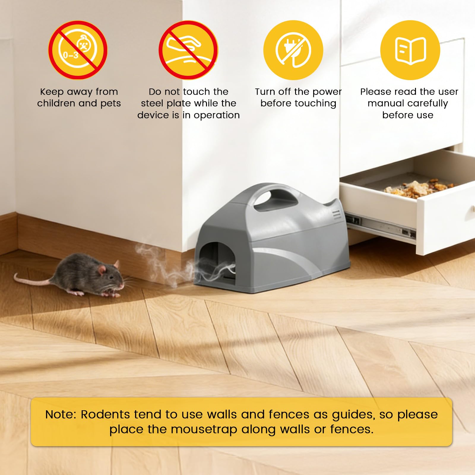 Piège à Rats Électrique Connecté WiFi – Alerte Instantanée sur Mobile, 700mA Haute Puissance, Autonomie 1 an, 45m Portée – pour Intérieur/Extérieur, Capture Rapide Souris et Rats