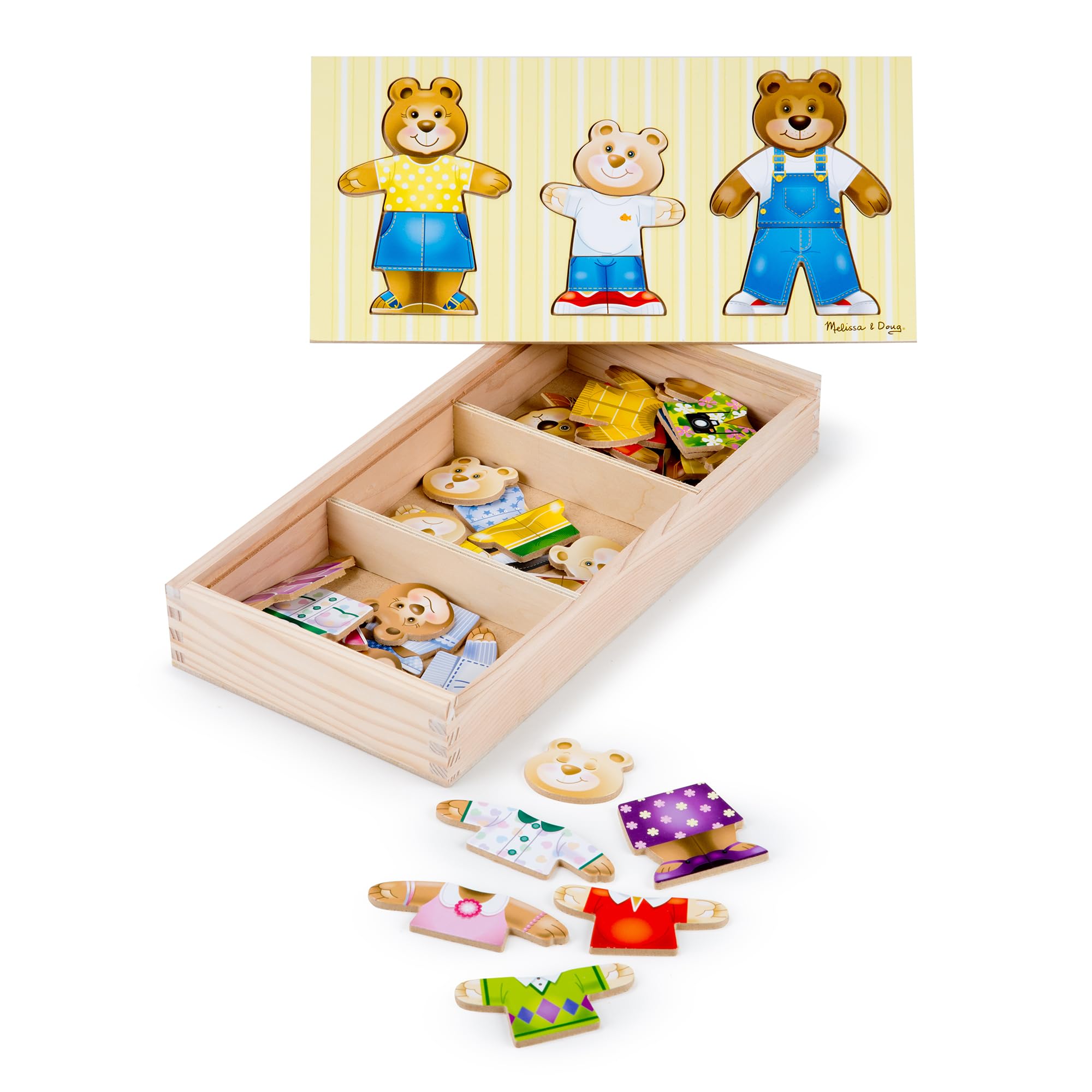 Melissa & Doug 3770 Mix 'n Match Wooden Bear Family Dress-Up Puzzle With Storage Case (45 pcs)