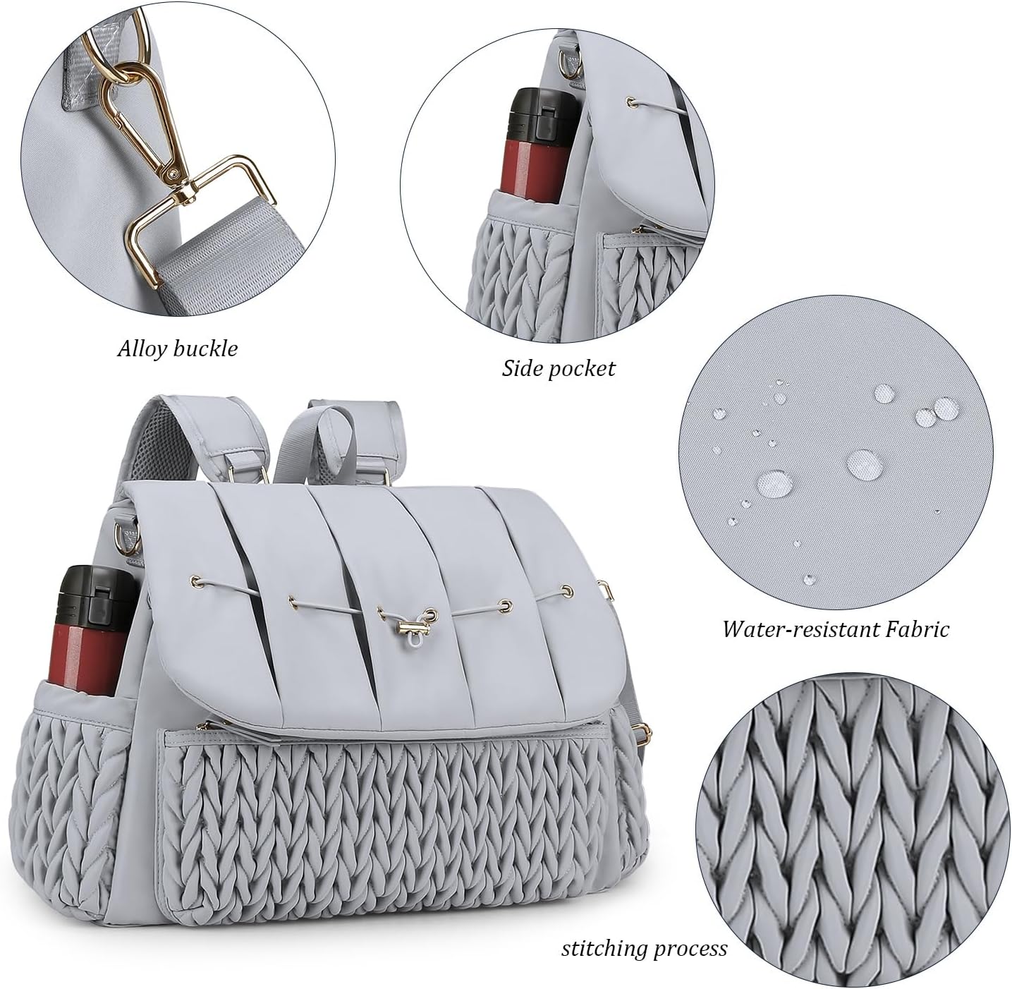 Convertible Diaper Bag Backpack, Waterproof Nappy Changing Bag, Travel Mummy Bag with Changing Pad, Shoulder Strap (GREY)