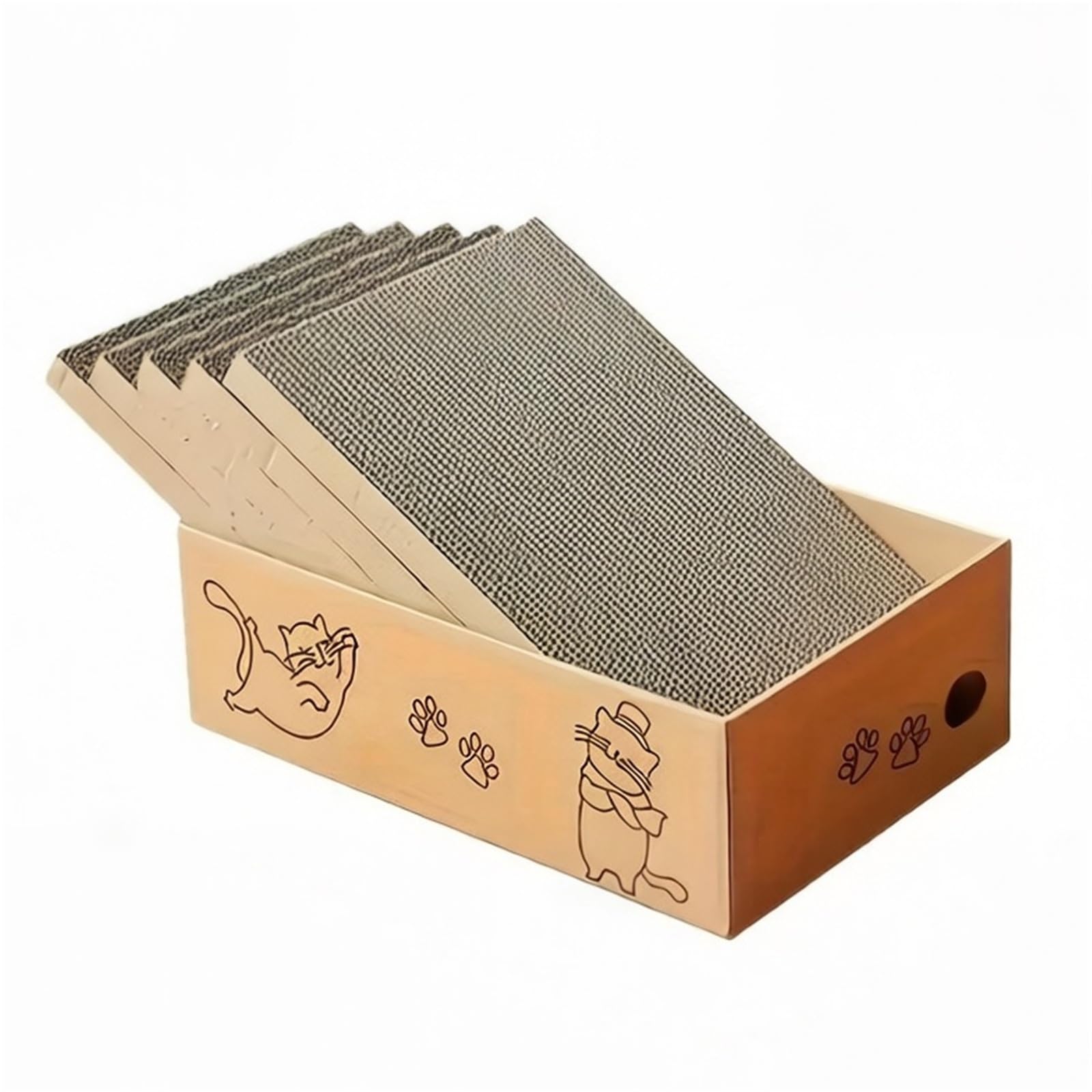 5-piece Double-Sided Corrugated Cardboard Cat Scratcher - Durable, Non-Shedding Rectangular Scratching Bed