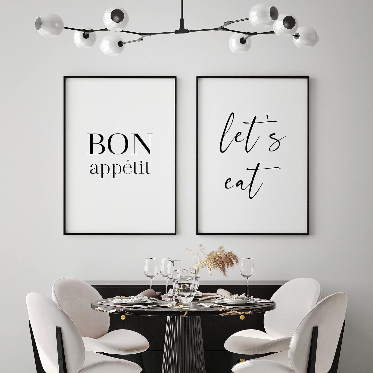 Bon Appetit Let's Eat | Set of 2 Prints | Dining Room Wall Art ...