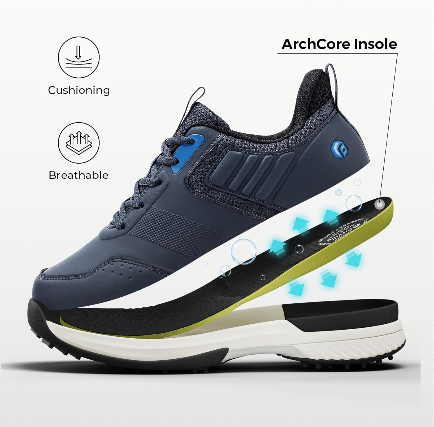 FitVille Wide Golf Shoes for Men, Wide Toe, Slip-on, Hands Free, Stability, Comfortable, Grip, Traction, 6 Non-Removable Cleats, Golf Course - Image 8