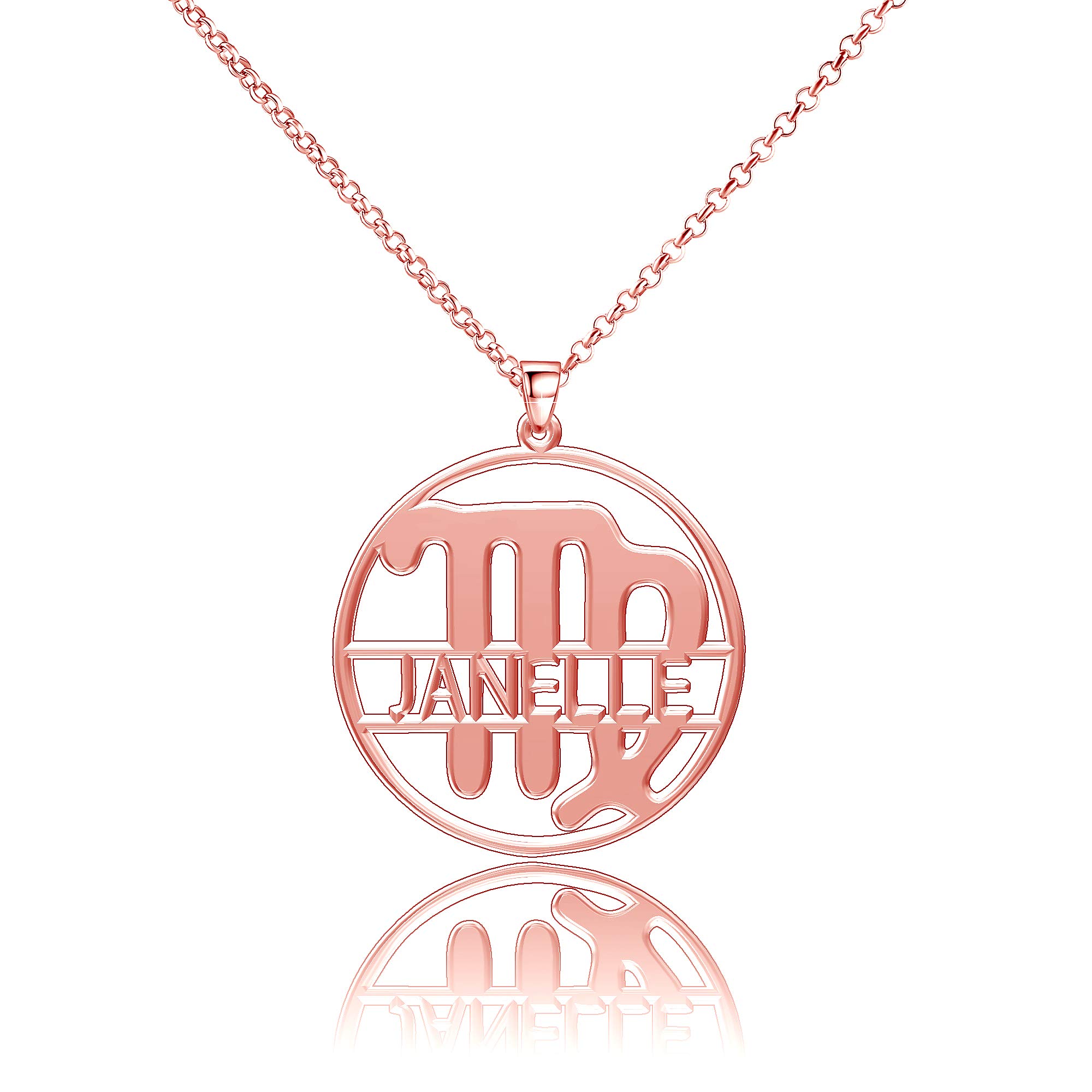 LoEnMe Jewelry Sterling Silver 12 Constellations Custom Zodiac Signs Virgo Personalized Name Necklac